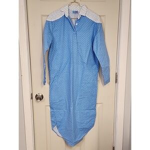 Vtg Moonlight Magic Women's Small Blue Long Sleeve Pattern 100% Cotton Nightgown